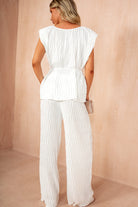 Ruthie White Crinkle Belted Co Ord
