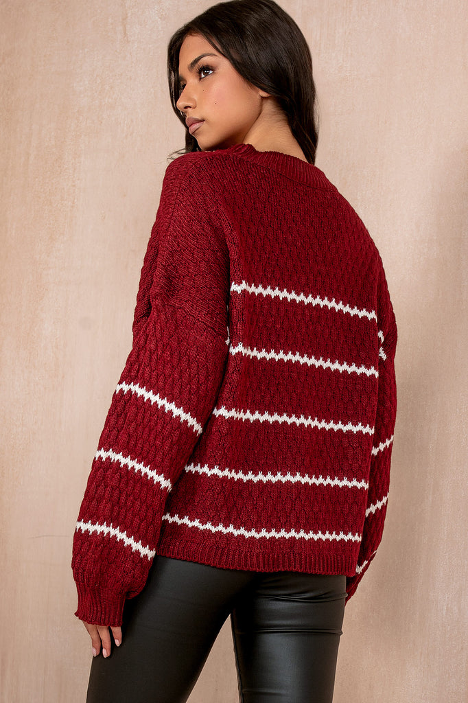 Ryleigh Burgundy Knit Print Jumper