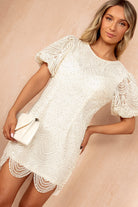 Sabina Cream Pearl Embellished Dress