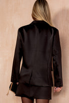 Sacha Black Satin Shoulder Pad Blazer