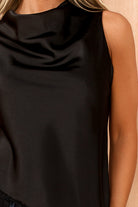 Sadie Black Satin Lace Asymmetric Top - Vavavoom.ie