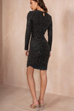 Sadie Black Sparkle Ruched Midi Dress