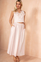 Saffron Pink Pleated Skirt Co Ord