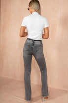 Sam Grey Bootcut Belted Jeans