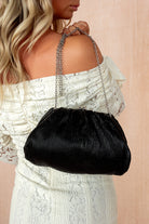 Samantha Black Metallic Detachable Chain Bag