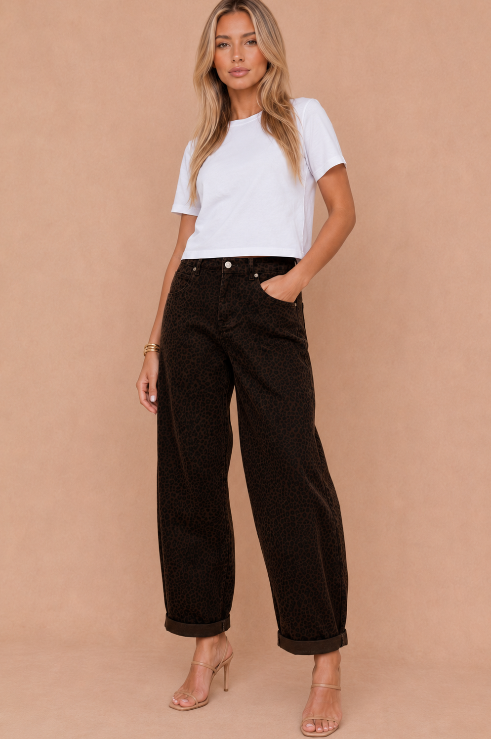 Sammy Leopard Print Balloon Fit Jeans