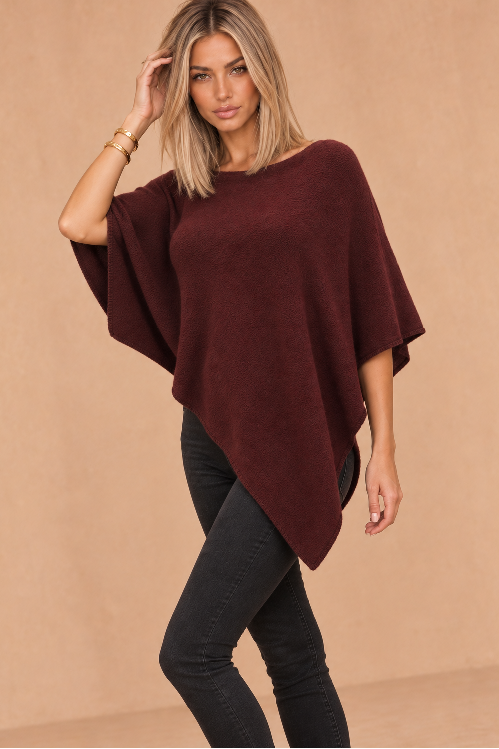 Santana Rust Soft Knit Poncho