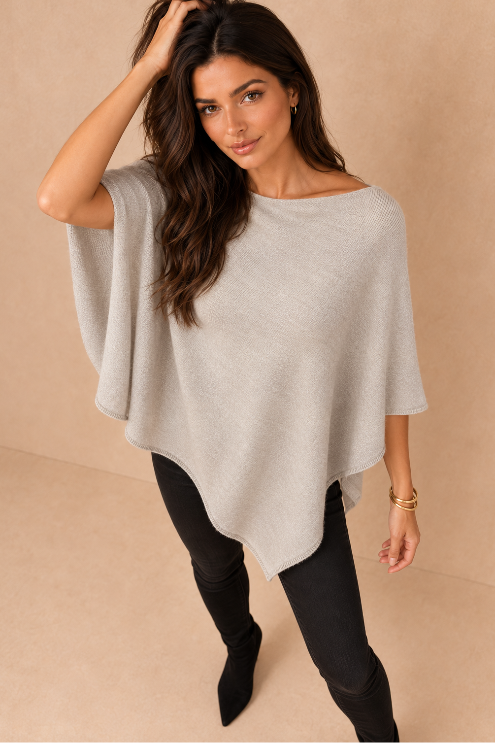 Santana Stone Soft Knit Poncho