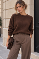 Sara Chocolate Knit Lace Back Jumper