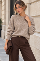 Sara Taupe Knit Lace Back Jumper