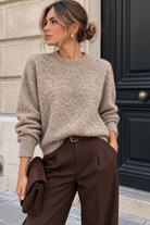 Sara Taupe Knit Lace Back Jumper