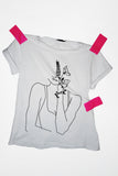 Sara White Printed T-Shirt