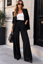 Sariyah Black Pleated Wide Leg Trousers