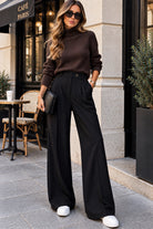 Sariyah Black Pleated Wide Leg Trousers