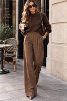 Sariyah Chocolate Pleated Wide Leg Trousers
