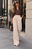 Sariyah Stone Pleated Wide Leg Trousers