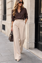 Sariyah Stone Pleated Wide Leg Trousers