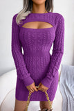 Saskia Purple Cable Knit Jumper Dress