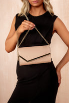 Saturn Nude PU Patent Detachable Chain Bag