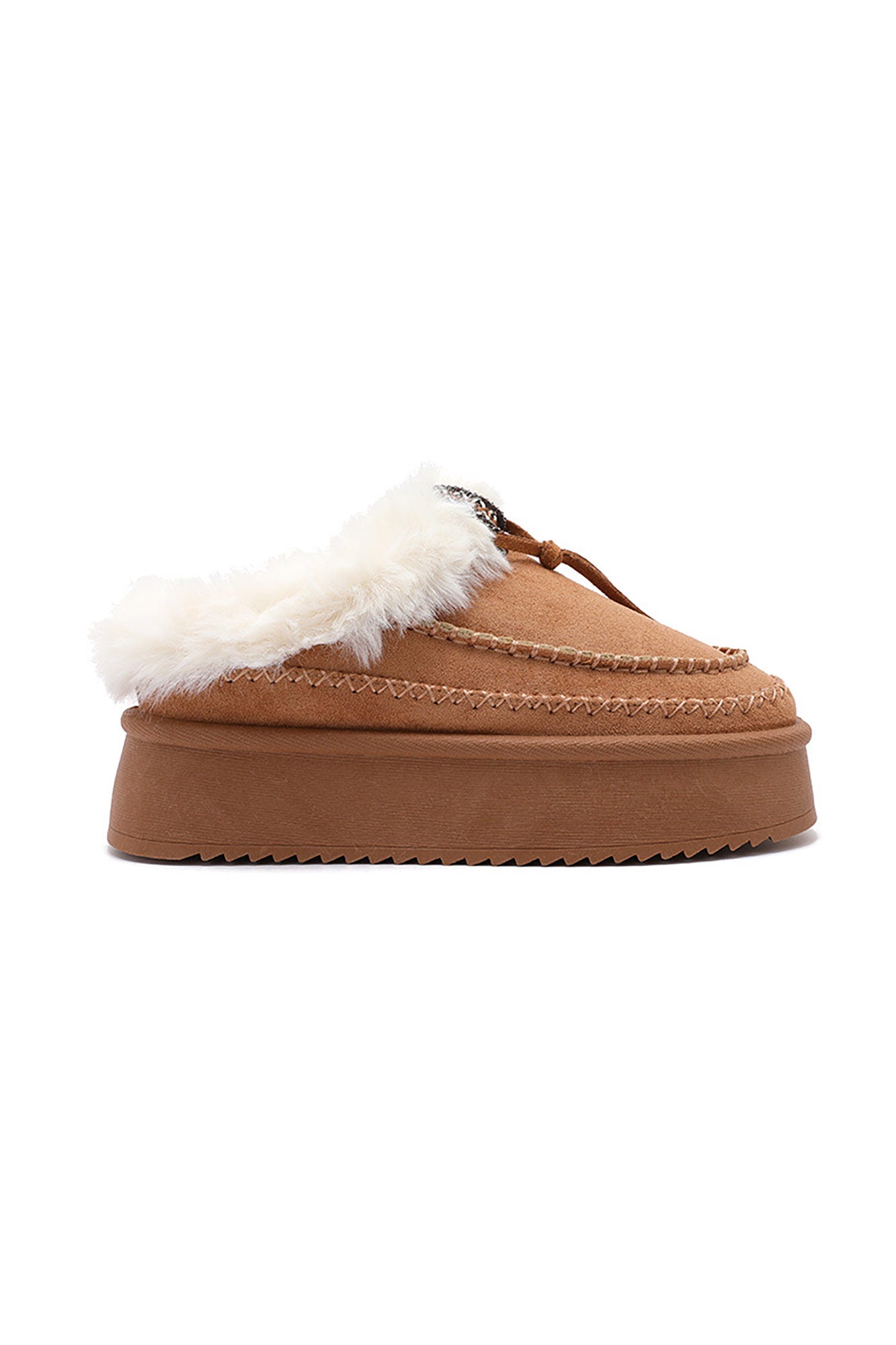 Saylor Camel Suedette Faux Fur Mules