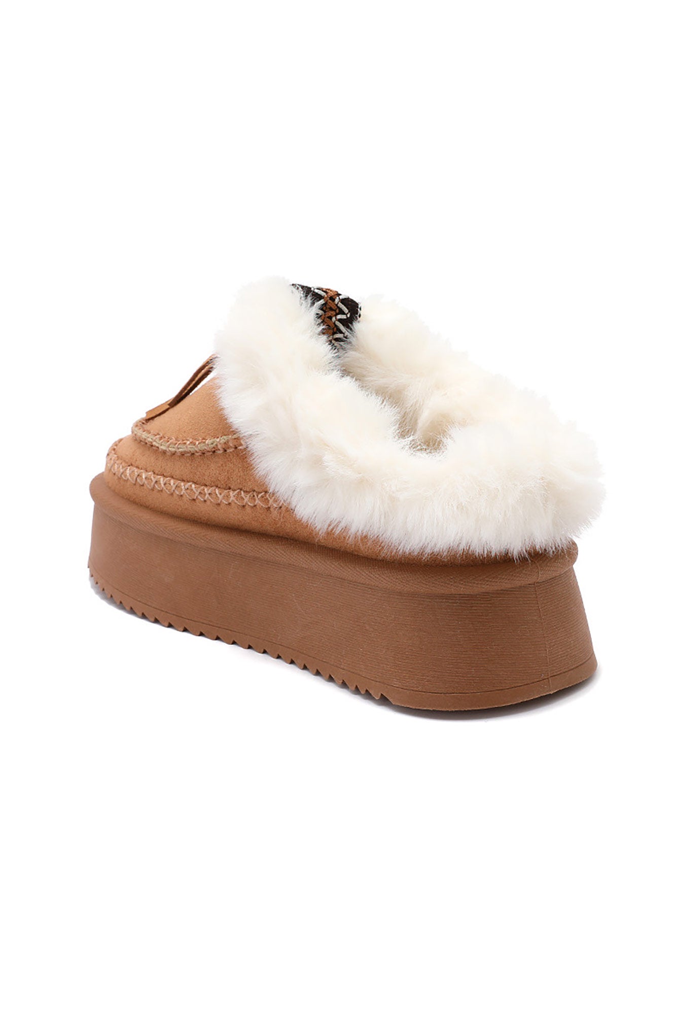 Saylor Camel Suedette Faux Fur Mules