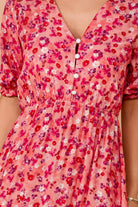 Saylor Pink Ditsy Print Midi Dress
