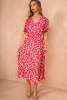 Saylor Pink Ditsy Print Midi Dress