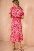 Saylor Pink Ditsy Print Midi Dress