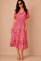 Saylor Pink Ditsy Print Midi Dress