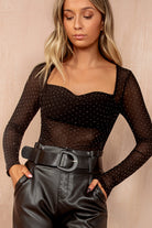 Scarlett Black Mesh Diamante Bodysuit