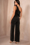 Scarlett Black Shimmer One Shoulder Jumpsuit