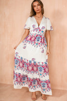 Scarlett Cream and Pink Border Print Dress