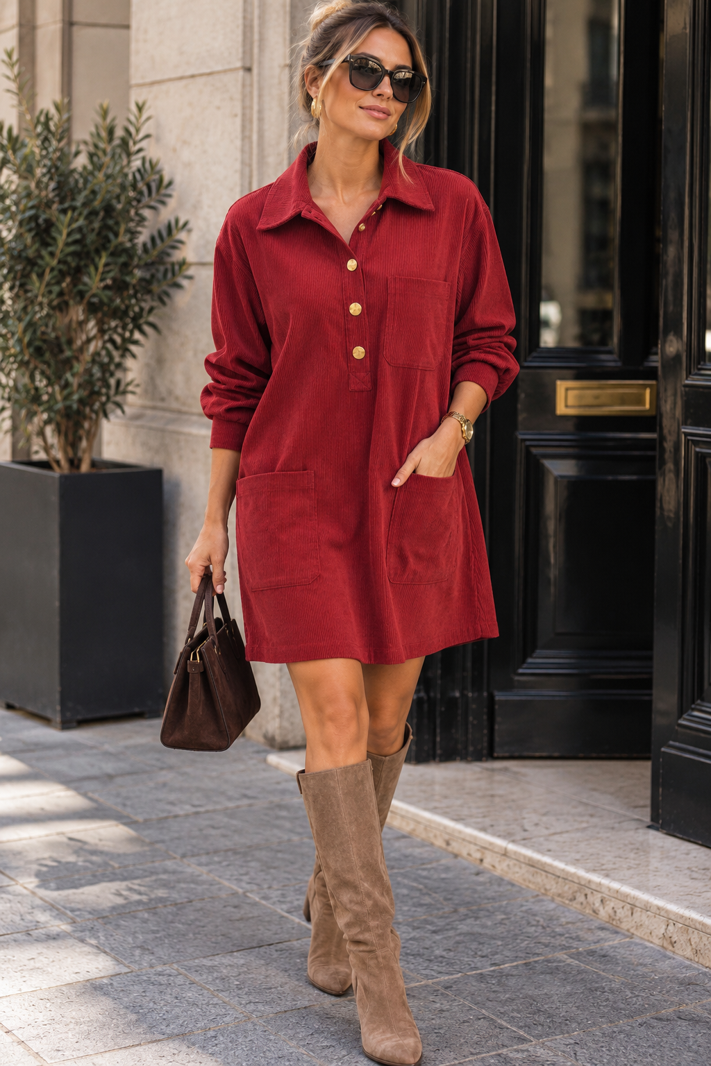 Scout Red Corduroy Shirt Dress