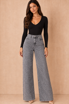 Seraphina Grey Leopard Print Wide Leg Jeans