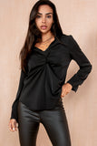 Shania Black Twist Front Blouse