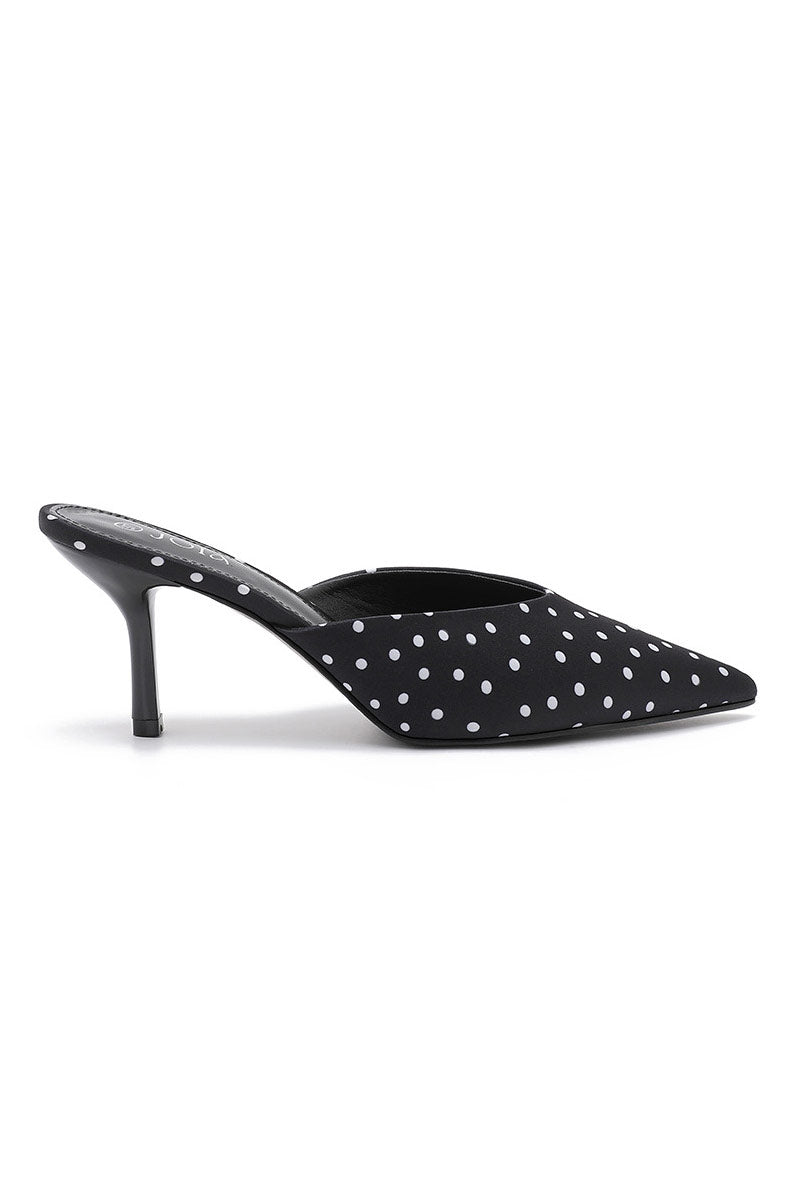Shauna Black Polka Dot PU Heels