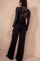 Shaz Black Sparkle Wide Leg Trousers