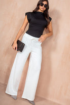 Shaz White Sparkle Wide Leg Trousers