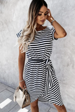 Sheila Monochrome Striped Wrap Dress
