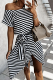 Sheila Monochrome Striped Wrap Dress