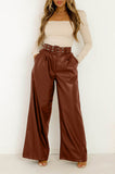 Shelby Chocolate Faux Leather Trousers