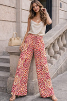 Shirley Pink Satin Printed Wide Leg Trousers