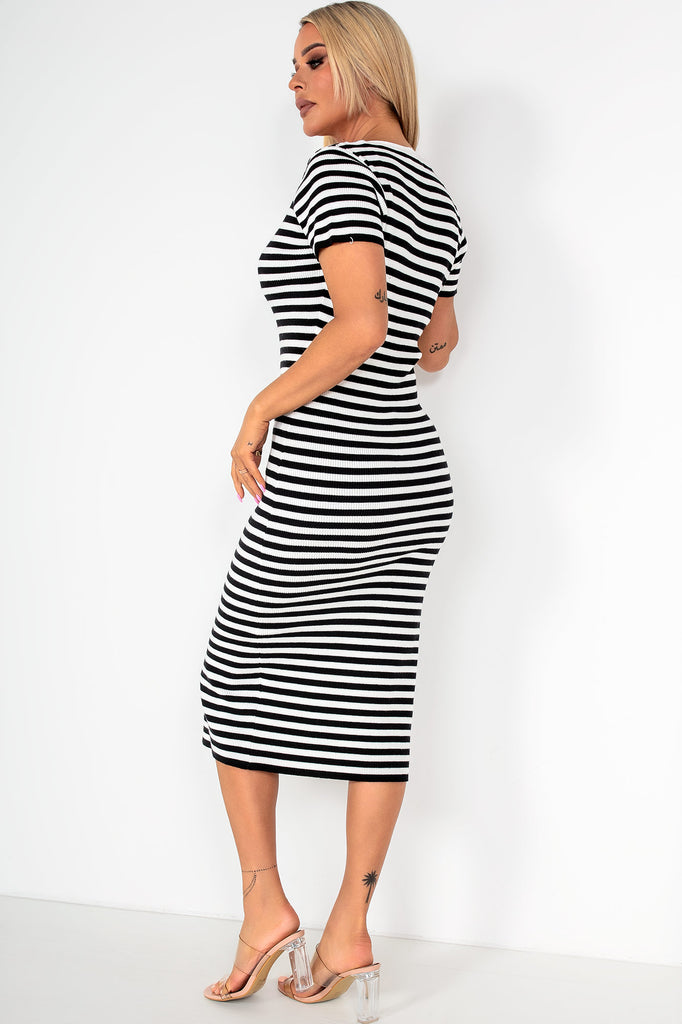 Shonda Black Striped Knit Dress