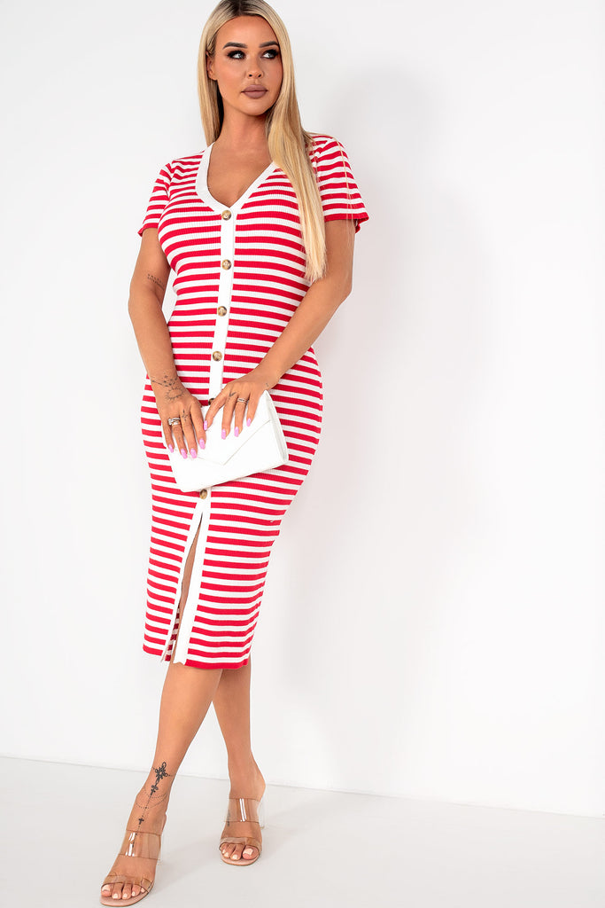 Shonda Red Striped Knit Dress