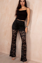 Siofra Black Lace Flared Trousers
