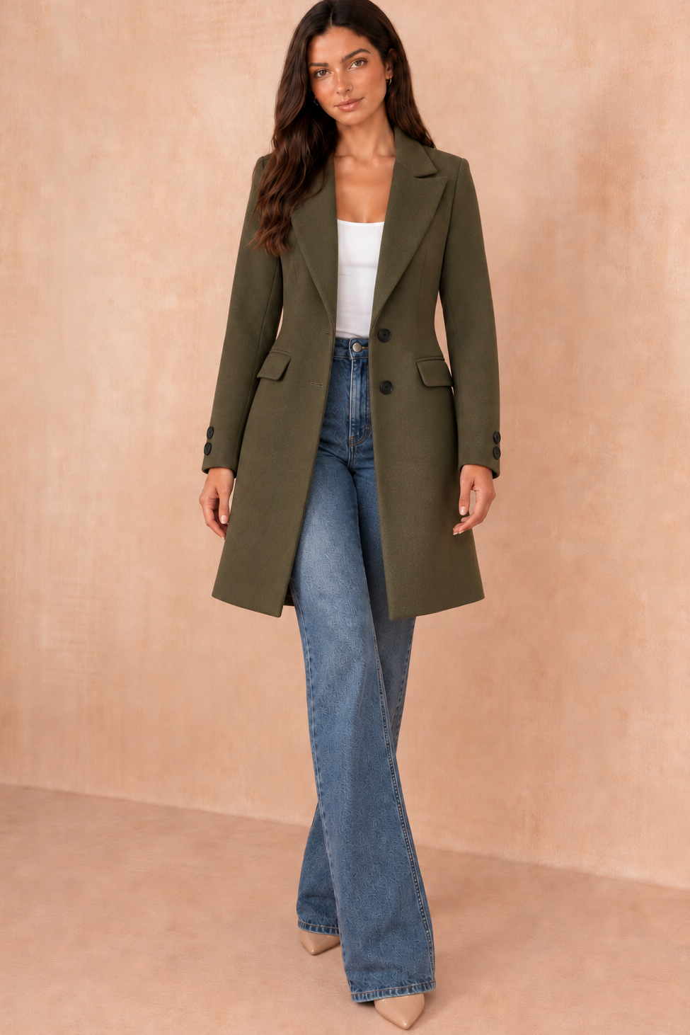 Sofia Khaki Longline Coat