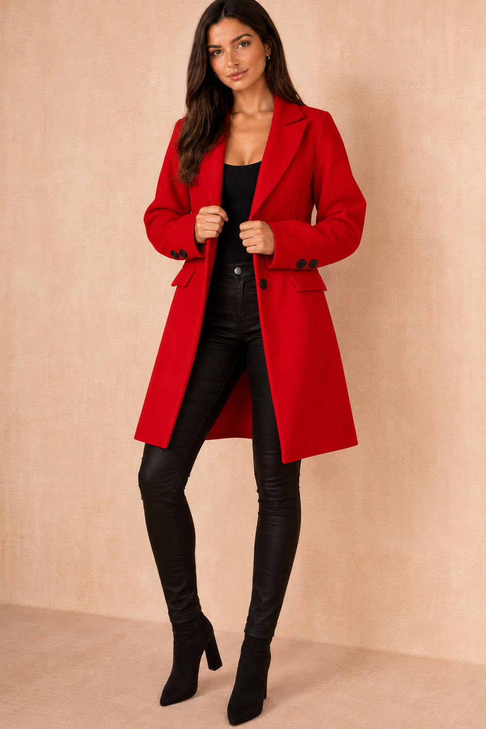 Sofia Red Longline Coat