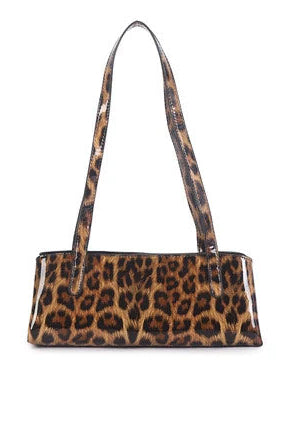 Sol Leopard Patent Shoulder Bag