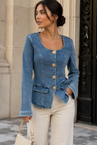 Sophie Blue Denim Tailored Button Up Top