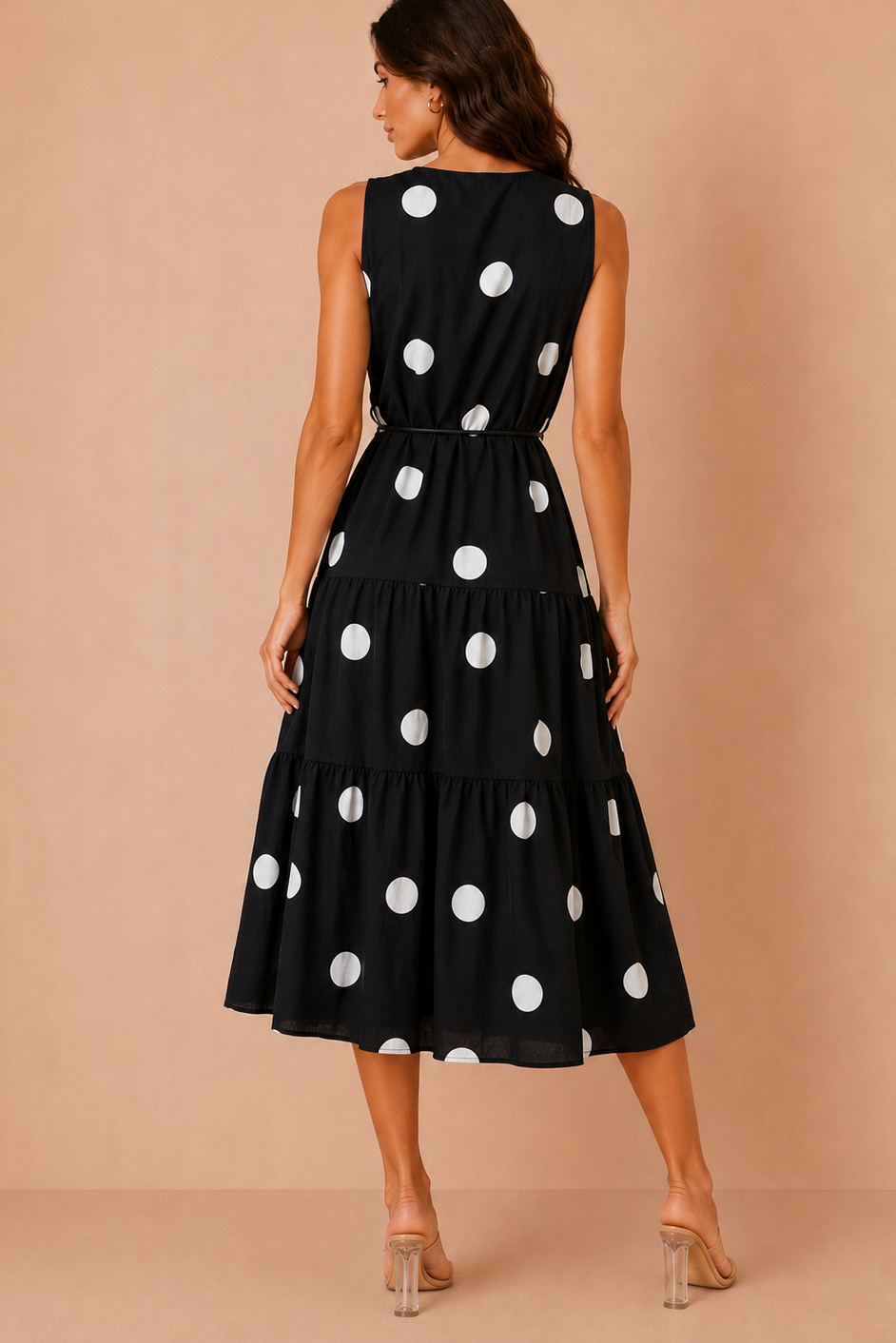 Soraya Black Polka Dot Tiered Maxi Dress